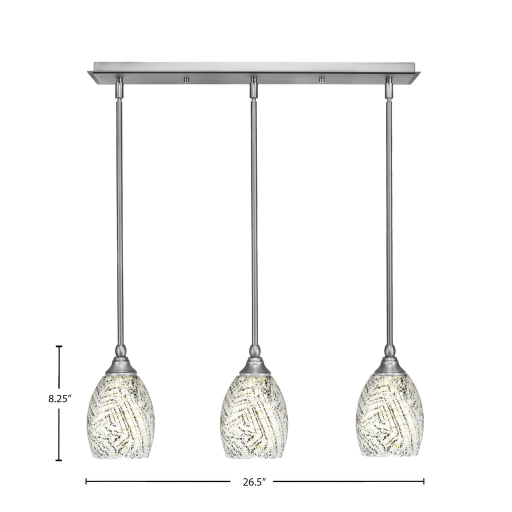 Any Three Light Linear Pendalier in Brushed Nickel with 5" Natural Fusion Shade