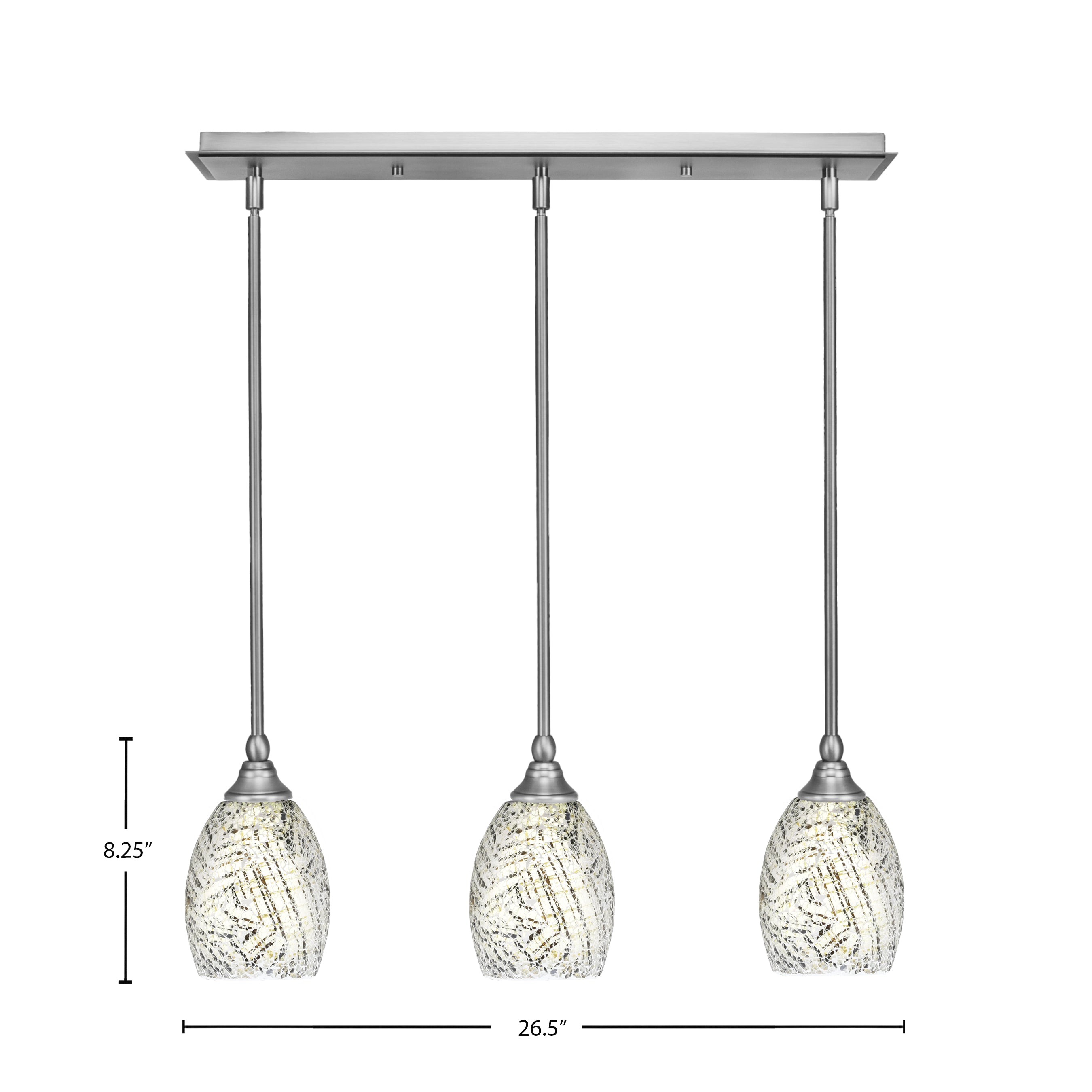 Any Three Light Linear Pendalier in Brushed Nickel with 5" Natural Fusion Shade