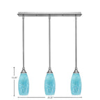 Any Three Light Linear Pendalier in Brushed Nickel with 5.5" Turquoise Fusion Shade