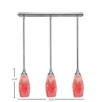 Any Three Light Linear Pendalier in Brushed Nickel with 5.5" Red Fusion Shade