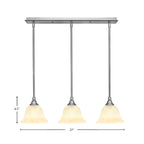 Any Three Light Linear Pendalier in Brushed Nickel with 7" Italian Marble Shade