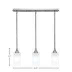 Stem Three Light Linear Pendalier in Brushed Nickel with Square White Marble Shade