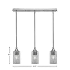 Stem Three Light Linear Pendalier in Brushed Nickel with Square Smoke Bubble Shade