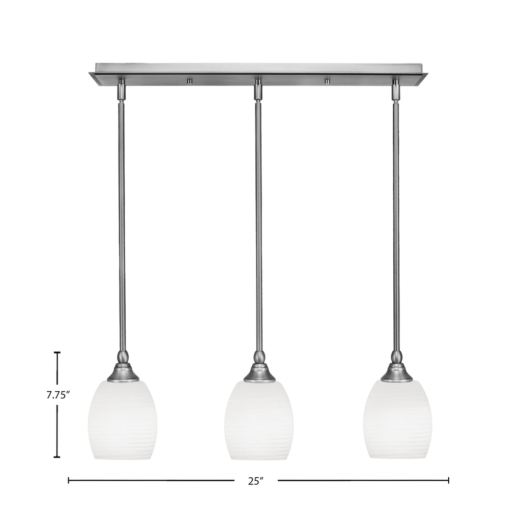 Any Three Light Linear Pendalier in Brushed Nickel with 5" White Linen Shade