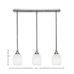 Any Three Light Linear Pendalier in Brushed Nickel with 5" White Linen Shade