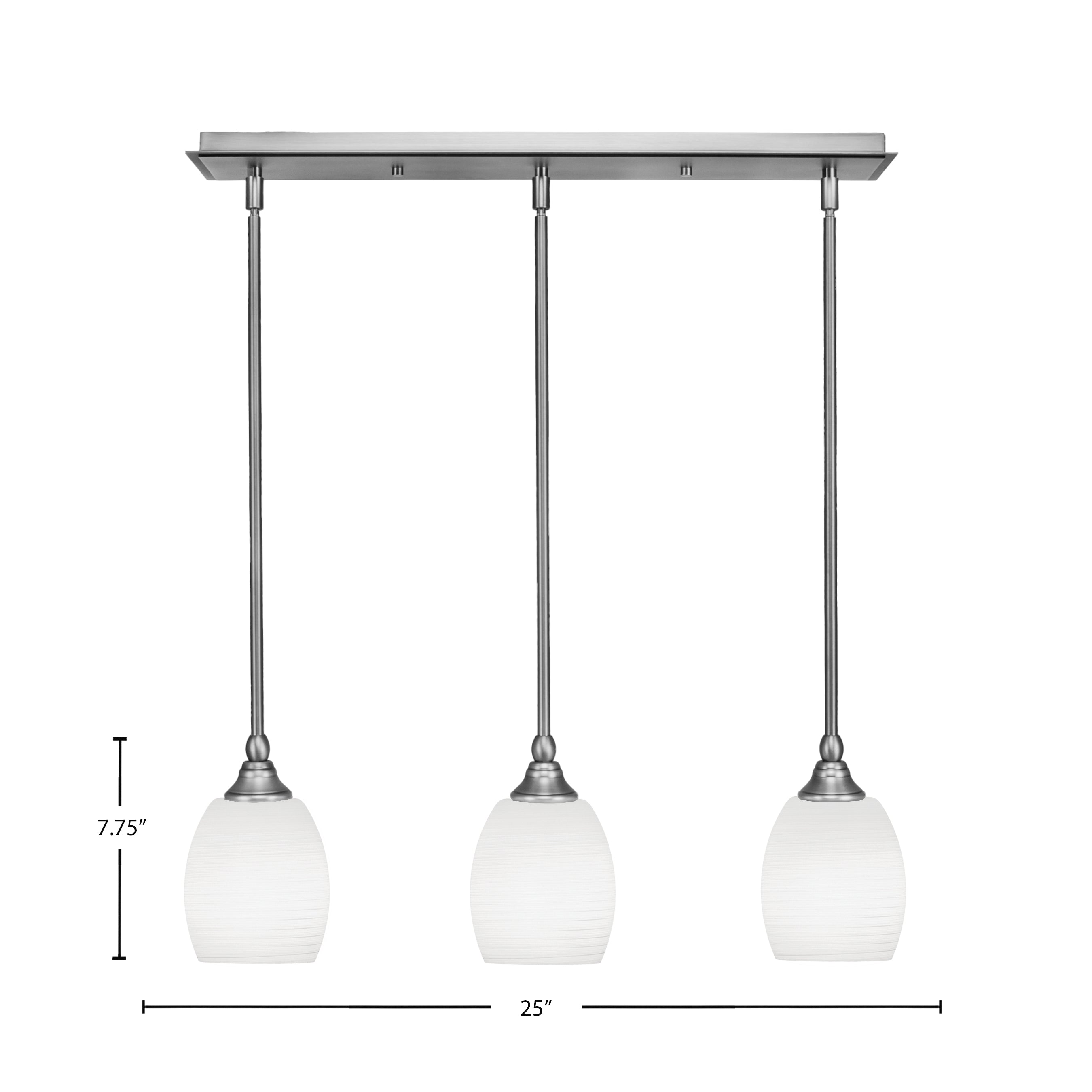 Any Three Light Linear Pendalier in Brushed Nickel with 5" White Linen Shade