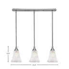 Any Three Light Linear Pendalier in Brushed Nickel with 5.5" Fluted Frosted Crystal Shade