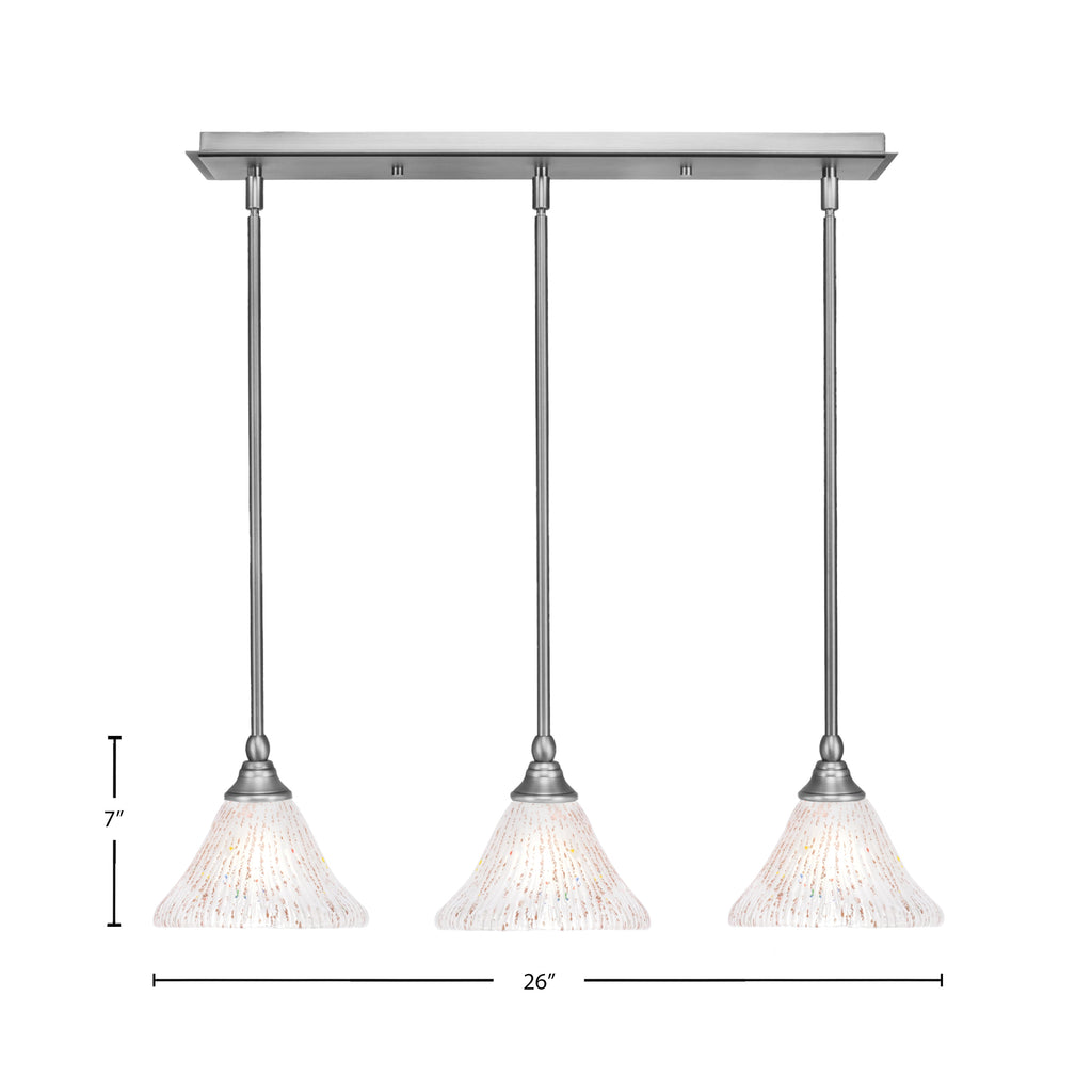 Any Three Light Multi Light Mini Pendant in Brushed Nickel with 7" Frosted Crystal Shade