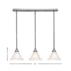 Any Three Light Multi Light Mini Pendant in Brushed Nickel with 7" Frosted Crystal Shade