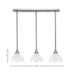 Any Three Light Linear Pendalier in Brushed Nickel with 7" Gold Ice Shade