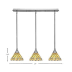 Stem Three Light Linear Pendalier in Brushed Nickel with Starlight Art Glass Shade