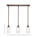 Stem Three Light Linear Pendalier in Bronze with White Marble Shade