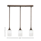 Stem Three Light Linear Pendalier in Bronze with White Muslin Shade