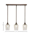Stem Three Light Linear Pendalier in Bronze with Silver Textured Shade