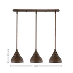 Any Three Light Multi Light Mini Pendant in Bronze with 7" Bronze Double Bubble Metal Shade Shade