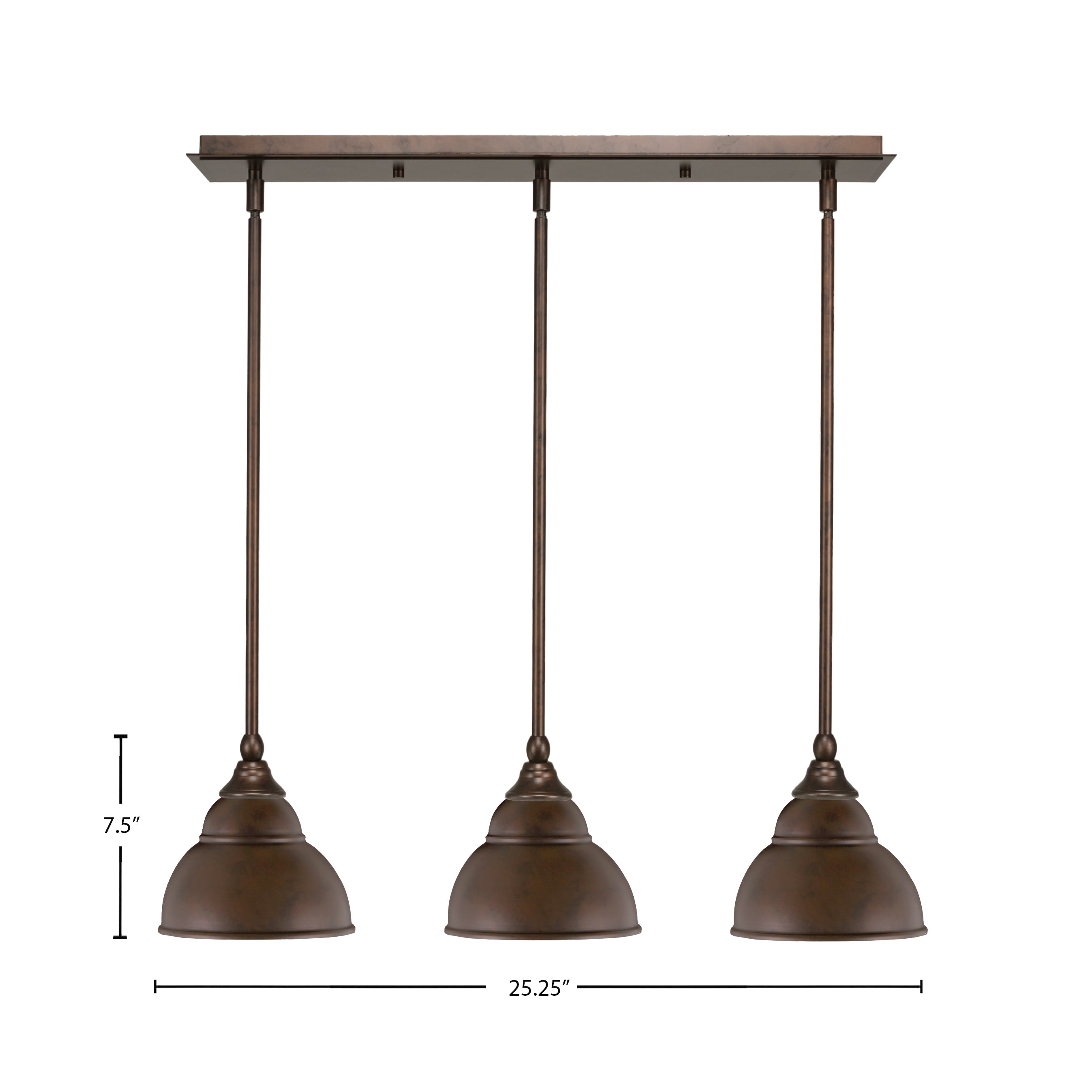 Any Three Light Multi Light Mini Pendant in Bronze with 7" Bronze Double Bubble Metal Shade Shade