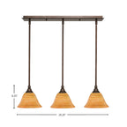 Any Three Light Multi Light Mini Pendant in Bronze with 7" Firré Saturn Shade