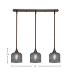 Stem Three Light Linear Pendalier in Bronze with Smoke Textured Shade