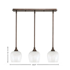 Stem Three Light Linear Pendalier in Bronze with White Marble Shade