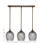 Stem Three Light Linear Pendalier in Bronze with Smoke Textured Shade