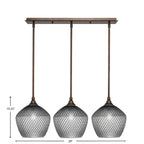 Stem Three Light Linear Pendalier in Bronze with Smoke Textured Shade