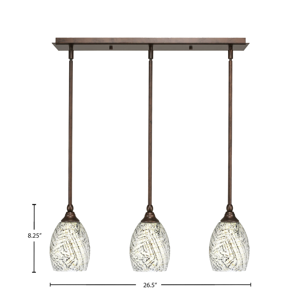 Any Three Light Linear Pendalier in Bronze with 5" Natural Fusion Shade