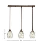 Any Three Light Linear Pendalier in Bronze with 5" Natural Fusion Shade
