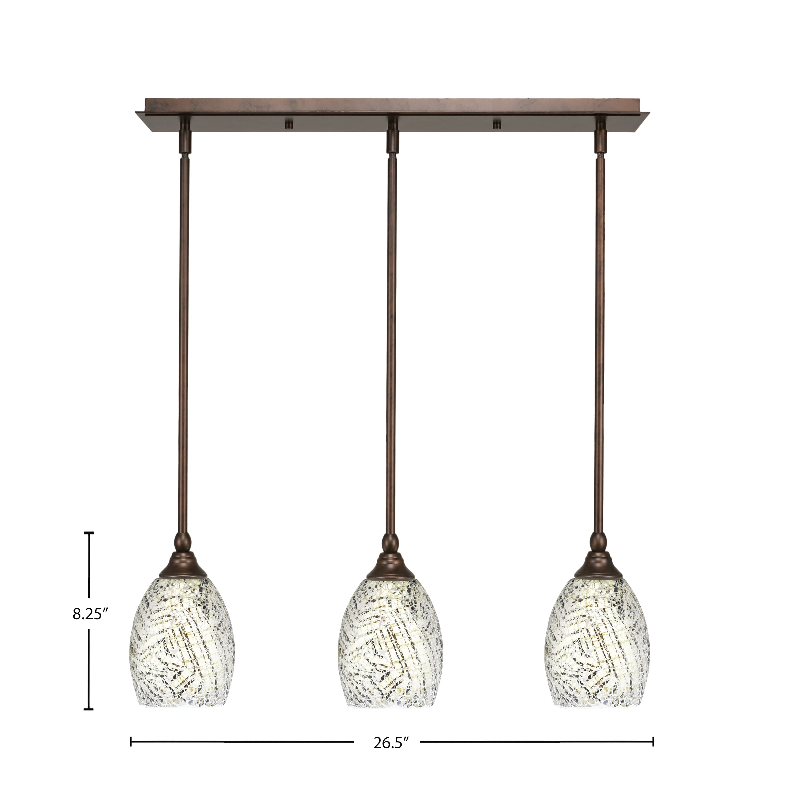 Any Three Light Linear Pendalier in Bronze with 5" Natural Fusion Shade