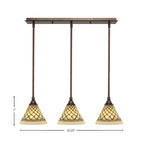 Any Three Light Multi Light Mini Pendant in Bronze with 7" Chocolate Icing Shade