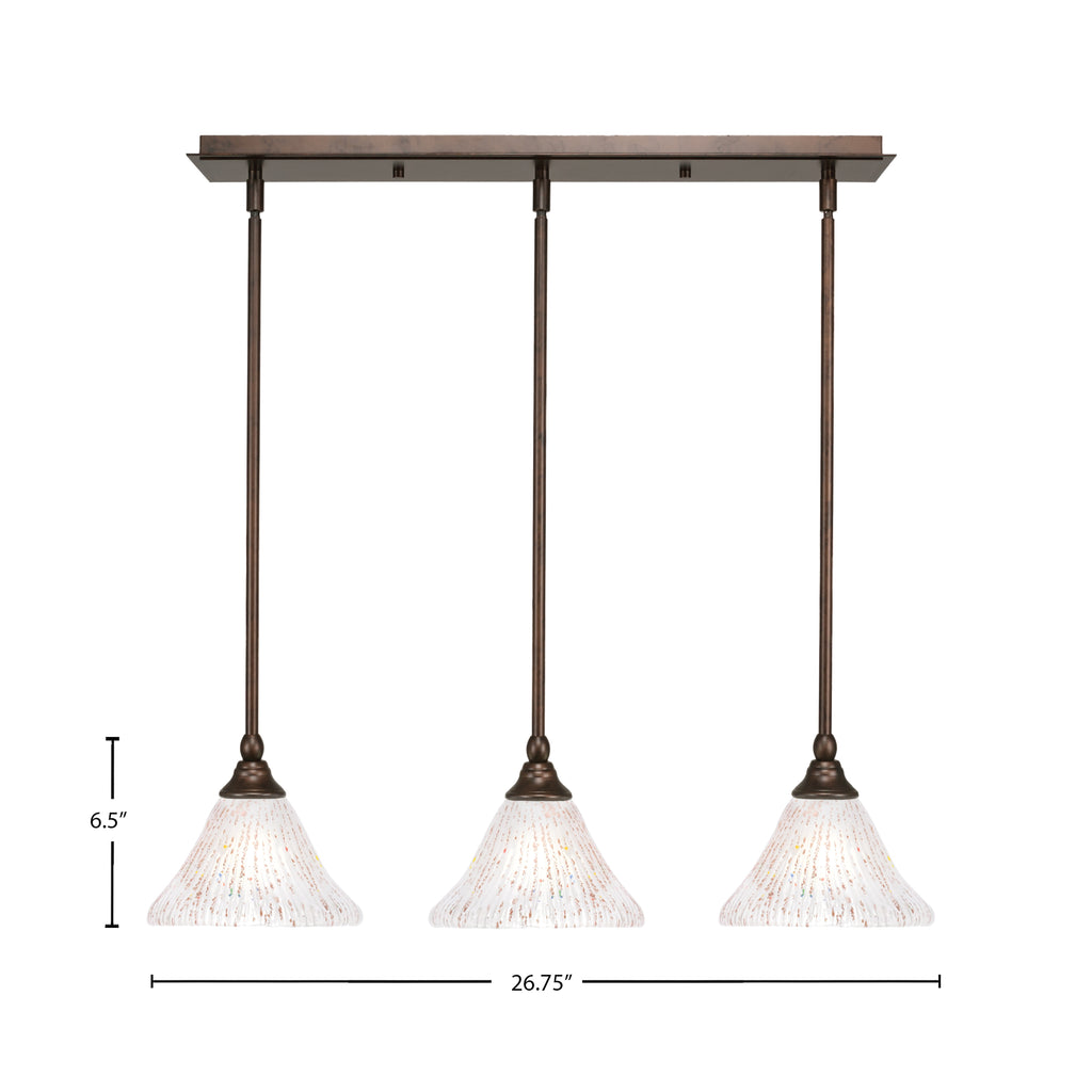 Any Three Light Linear Pendalier in Bronze with 7" Gold Ice Shade