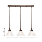 Any Three Light Linear Pendalier in Bronze with 7" Gold Ice Shade
