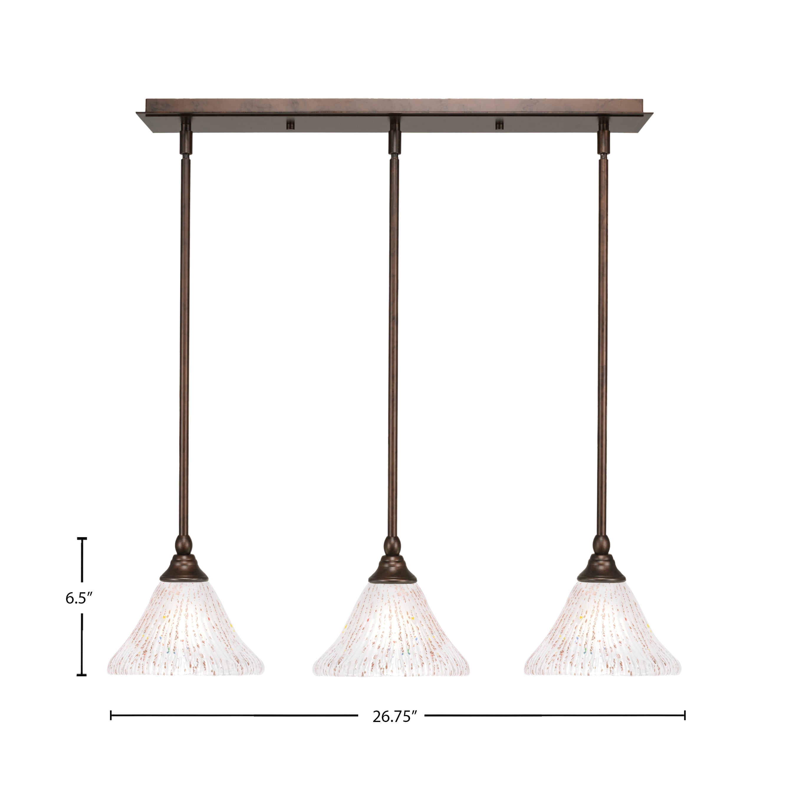 Any Three Light Linear Pendalier in Bronze with 7" Gold Ice Shade