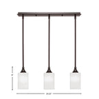 Stem Three Light Linear Pendalier in Dark Granite with White Marble Shade
