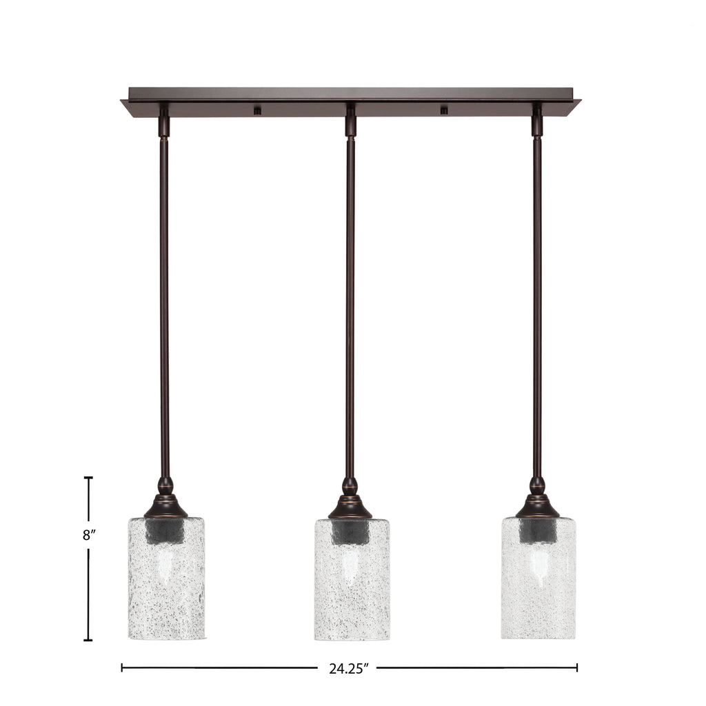 Stem Three Light Linear Pendalier in Dark Granite with Smoke Bubble Shade