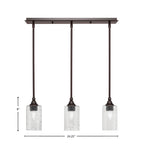 Stem Three Light Linear Pendalier in Dark Granite with Smoke Bubble Shade
