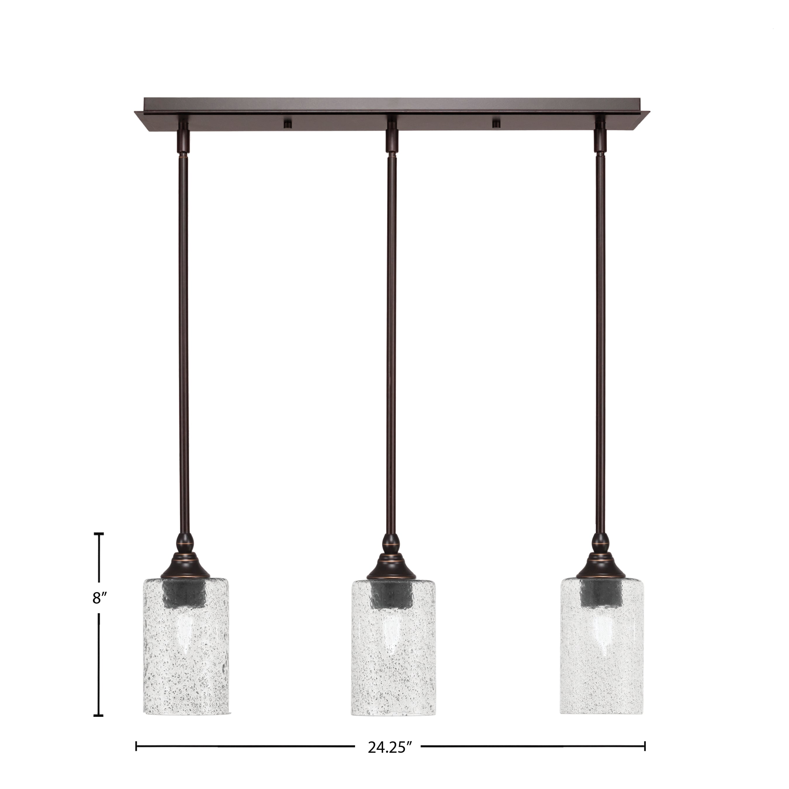Stem Three Light Linear Pendalier in Dark Granite with Smoke Bubble Shade