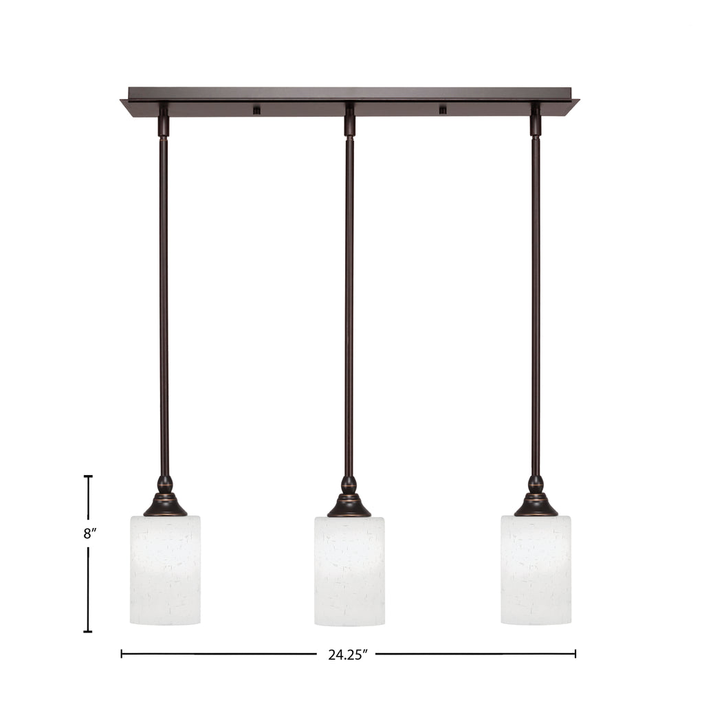 Stem Three Light Linear Pendalier in Dark Granite with White Muslin Shade