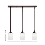 Stem Three Light Linear Pendalier in Dark Granite with White Muslin Shade