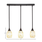 Any Three Light Linear Pendalier in Dark Granite with 5" Ivory Glaze Seashell Shade
