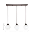 Stem Three Light Linear Pendalier in Dark Granite with White Marble Shade