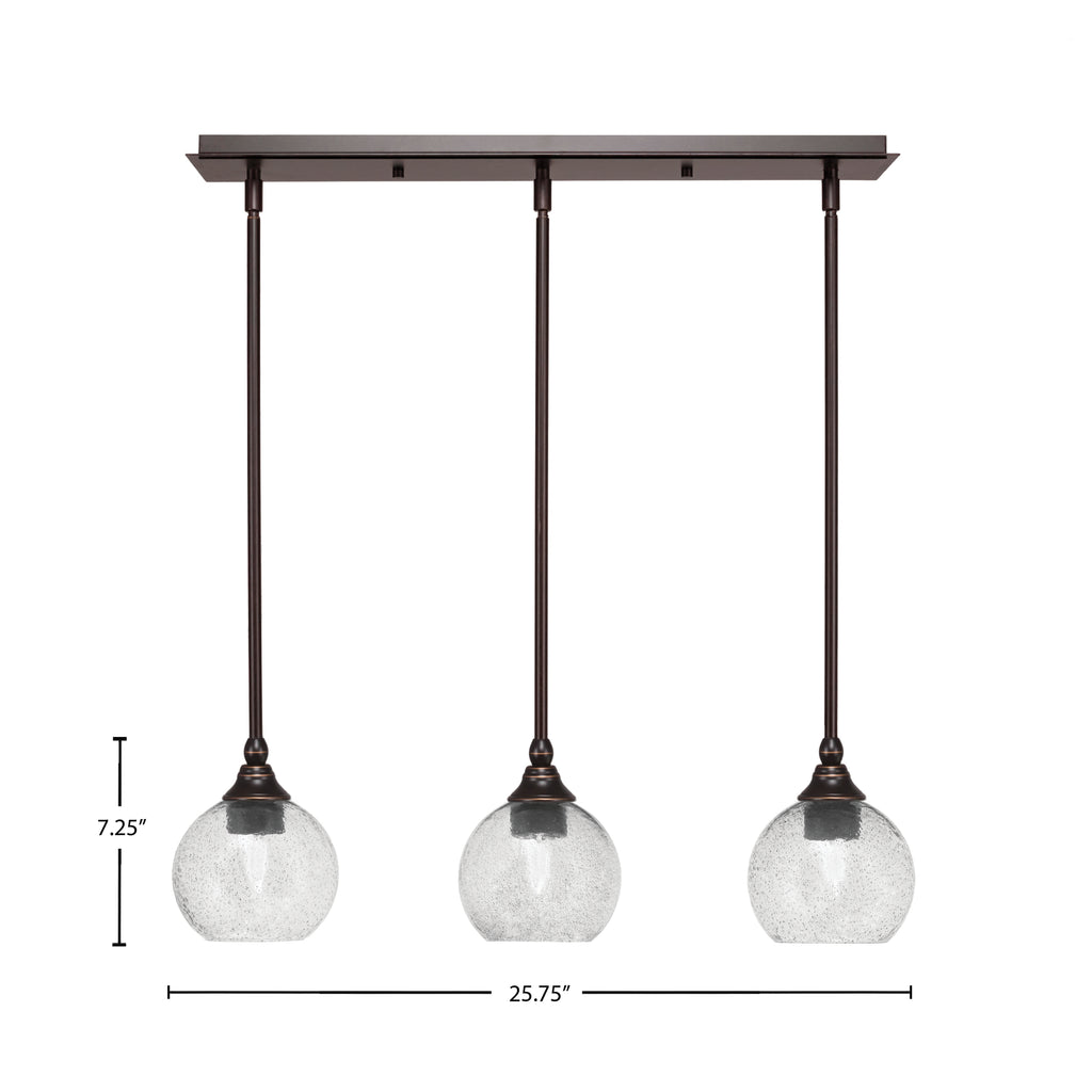 Stem Three Light Linear Pendalier in Dark Granite with Smoke Bubble Shade