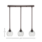 Stem Three Light Linear Pendalier in Dark Granite with Smoke Bubble Shade