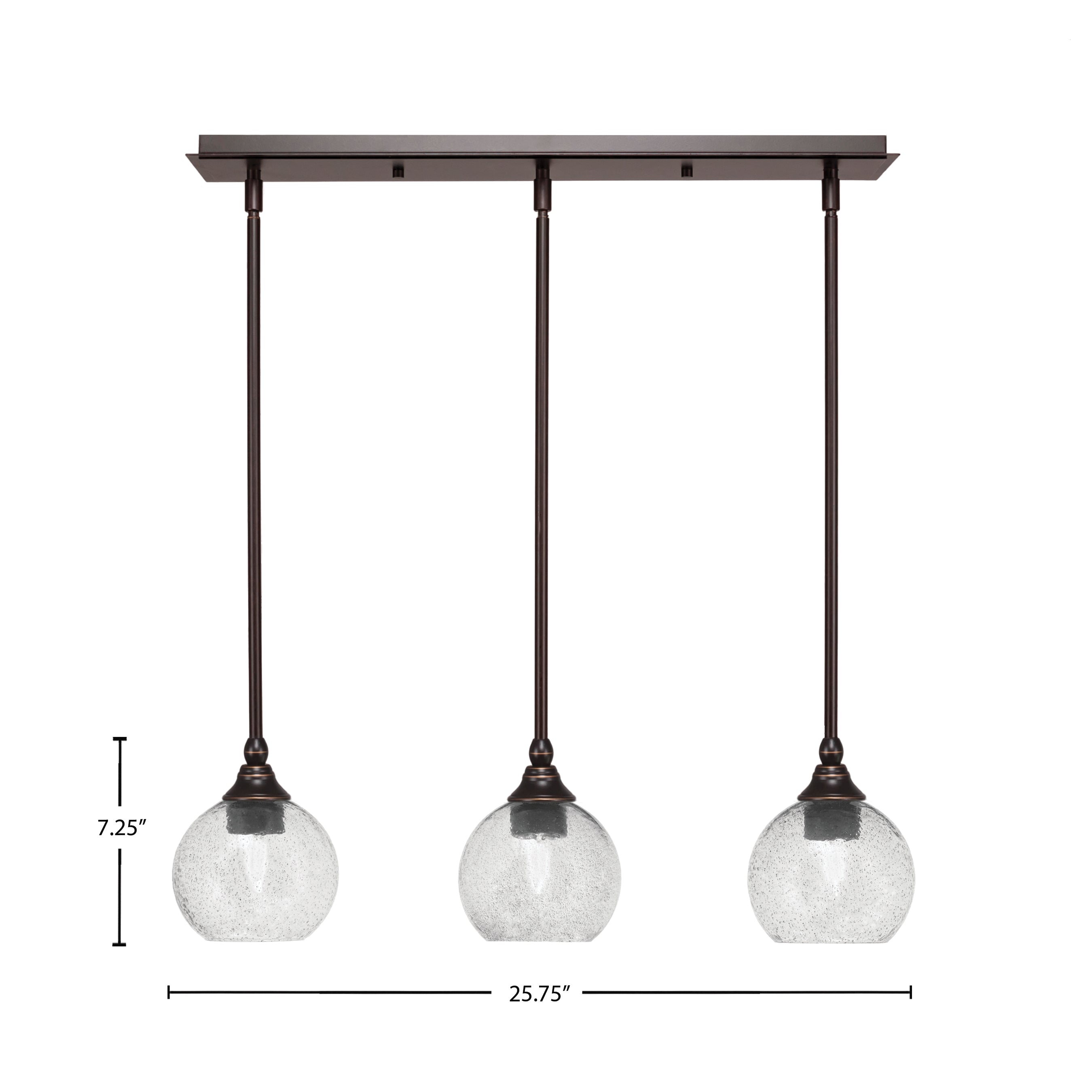 Stem Three Light Linear Pendalier in Dark Granite with Smoke Bubble Shade