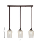 Stem Three Light Linear Pendalier in Dark Granite with Silver Textured Shade