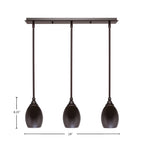 Any Three Light Linear Pendalier in Dark Granite with 5" Dark Granite Oval Metal Shade Shade