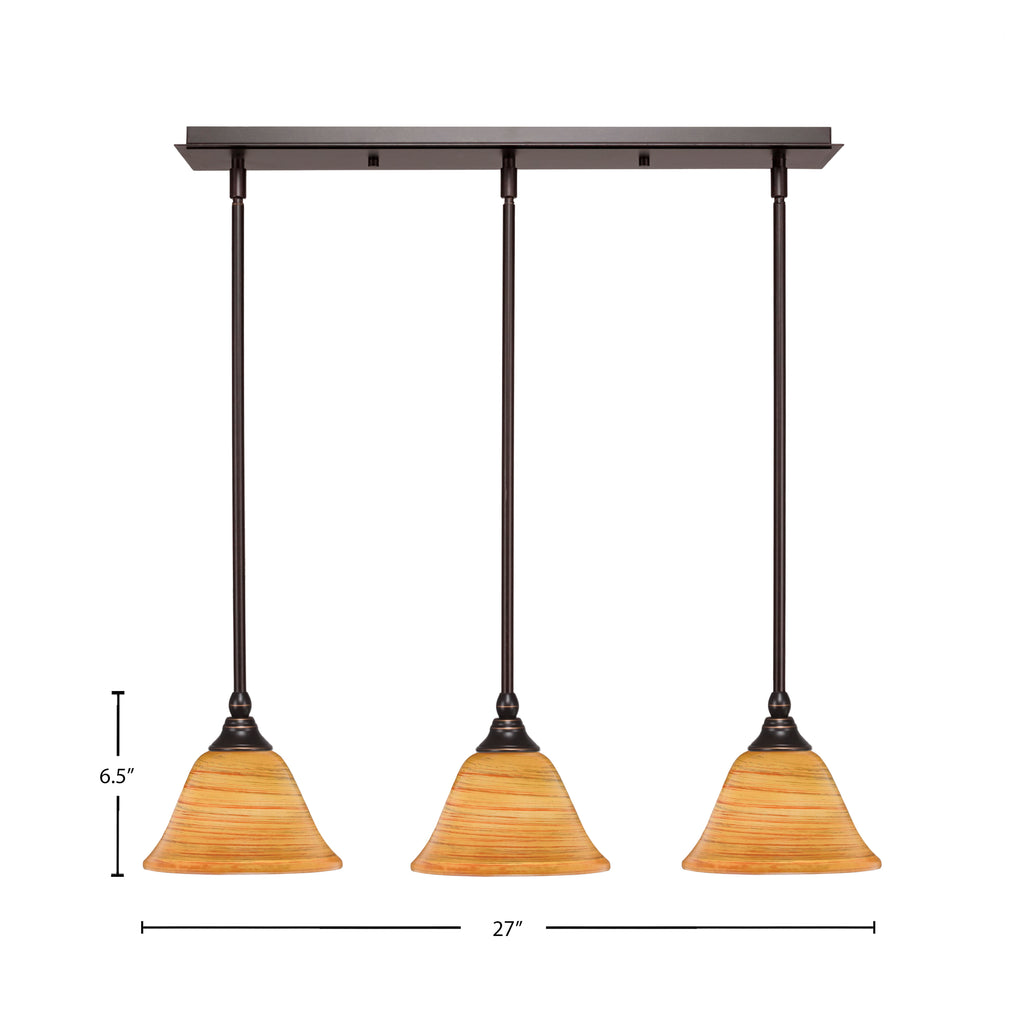 Any Three Light Linear Pendalier in Dark Granite with 7" Firré Saturn Shade