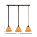 Any Three Light Linear Pendalier in Dark Granite with 7" Firré Saturn Shade