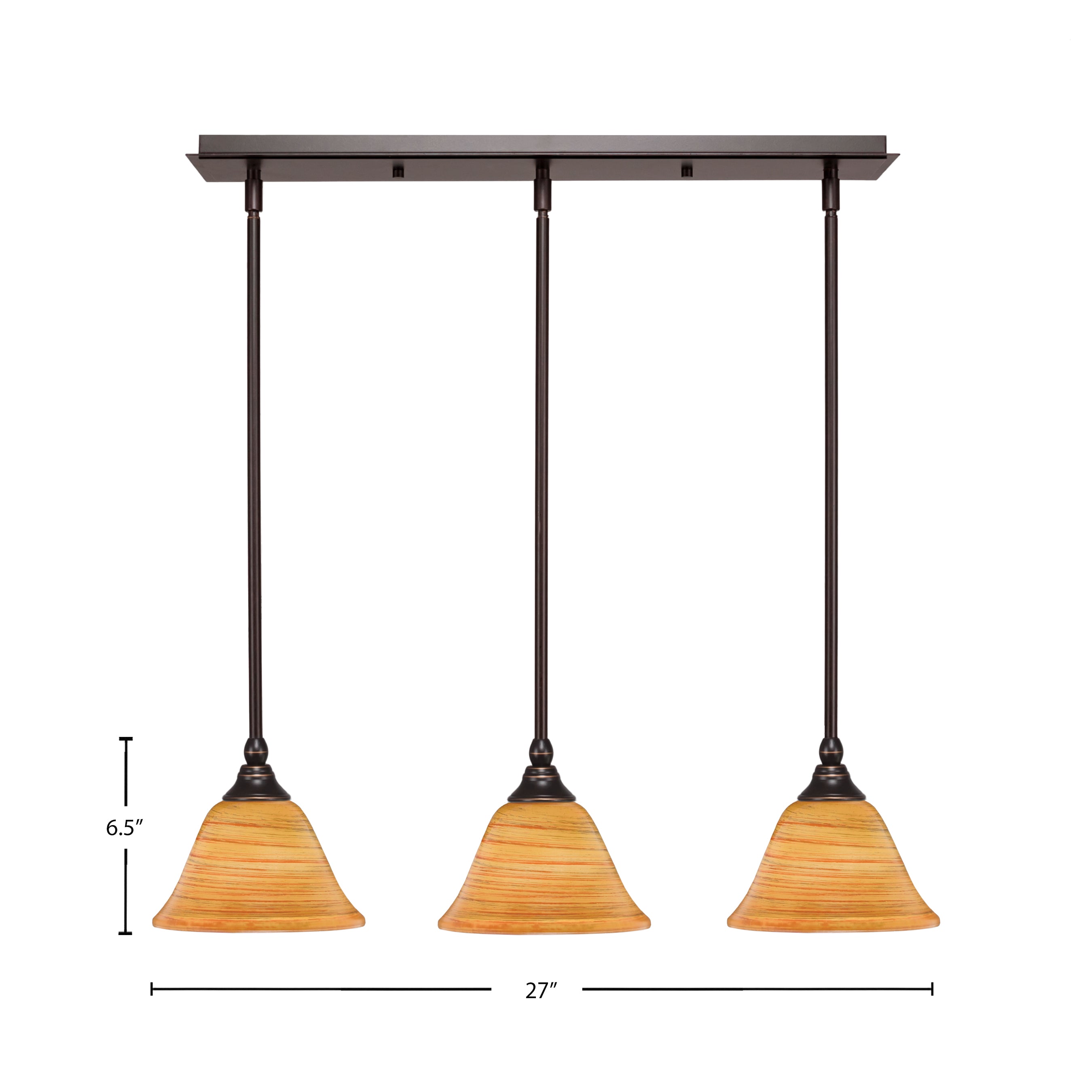 Any Three Light Linear Pendalier in Dark Granite with 7" Firré Saturn Shade