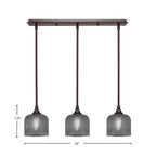 Stem Three Light Linear Pendalier in Dark Granite with Smoke Textured Shade