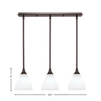 Stem Three Light Linear Pendalier in Dark Granite with White Marble Shade